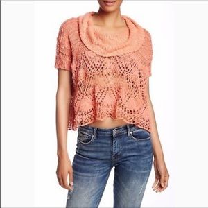 Free People | Oversize Crop Top Orange Sweater M